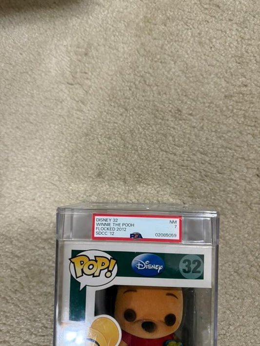 Pop! Disney: Winnie the Pooh (Flocked) #32 SDCC LE480 PSA 7.0 Graded and Encapsulated - Tekeno