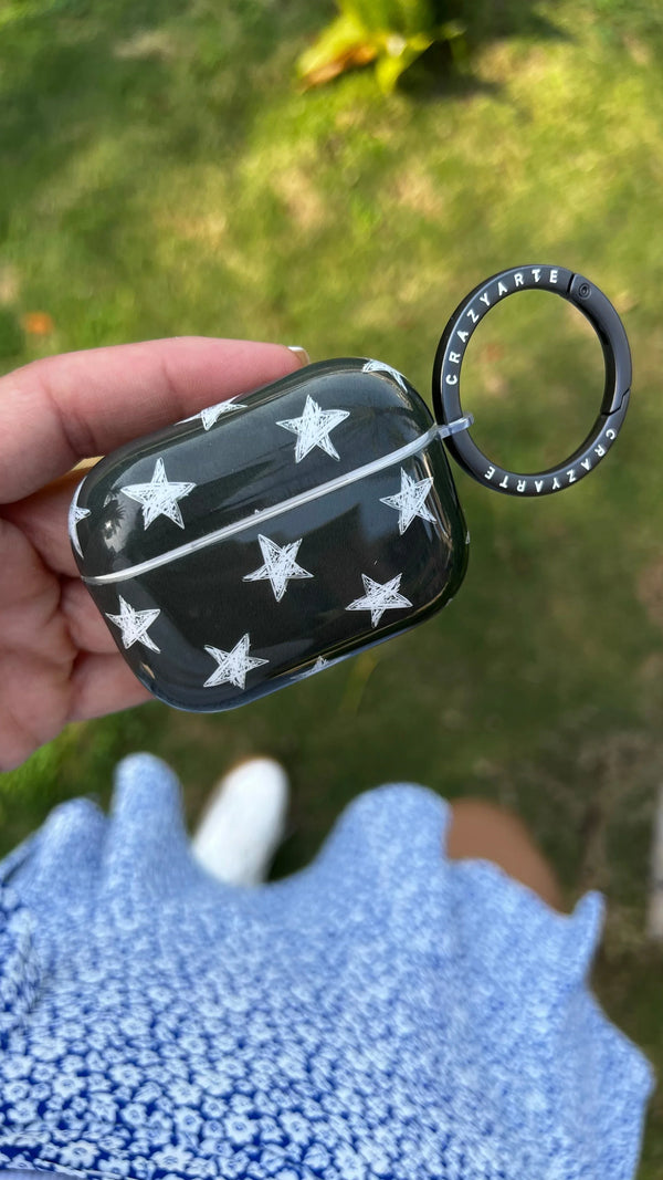 Case para Airpod - Estrellas Blancas Fondo Negro