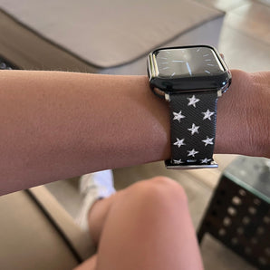 Correa Apple Watch - Estrellas Blanco Fondo Negro