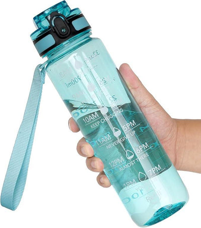 Botella de Agua Deportiva Motivacional OLDLEY: Hidratación Inteligente y Sin BPA - Tekeno