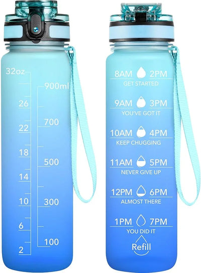 Botella de Agua Deportiva Motivacional OLDLEY: Hidratación Inteligente y Sin BPA - Tekeno