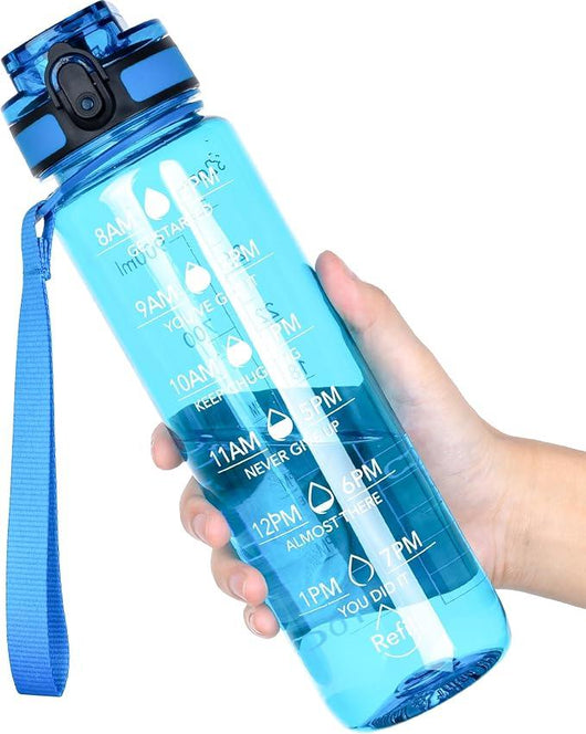 Botella de Agua Deportiva Motivacional OLDLEY: Hidratación Inteligente y Sin BPA - Tekeno