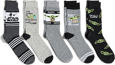 Set de 5 pares de medias para hombre Star Wars – The Mandalorian, estilo crew, talla única, diseño original para fans - Tekeno