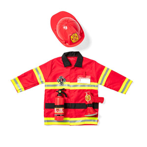 Melissa & Doug Fire Chief Role Play Costume Dress-Up Set Pretend Fire Fighter Outfit With Realistic Accessories, Firefighter Costume For Kids And Toddlers Ages 3+