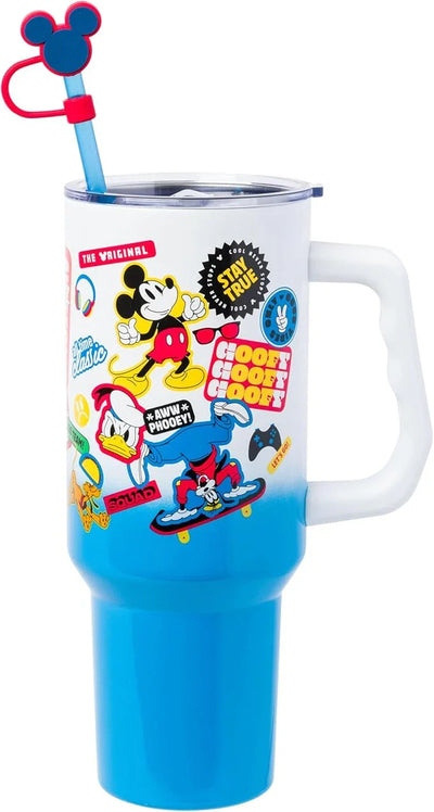 Vaso térmico de acero inoxidable Peanuts 40 oz con tapa, sorbete y asa – Apto para portavasos - Tekeno