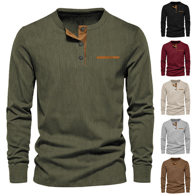 Henley de Pana para Hombre - Ajuste Slim, Manga Larga, Diseño Minimalista - Image 13