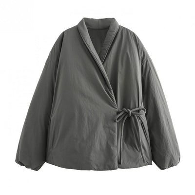 Abrigo Kimono Cruzado Diseño Exclusivo con Cordones y Encaje en Algodón - Image 11