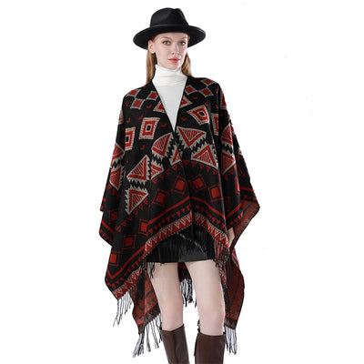 Poncho Cuadros Elegante para Viajes Invierno - Abrigo Cálido y Sofisticado - Image 19