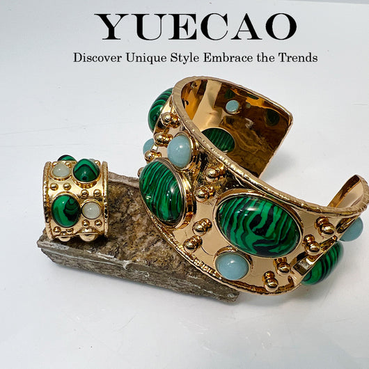 Pulsera de Malaquita Diseño Retro Étnico - Image 9