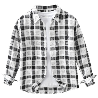 Camisa de Cuadros Japonesa Manga Larga para Hombre - Image 11