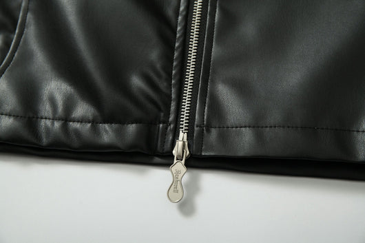Chaqueta de Cuero Estilo Retro Americano con Detalles de Tartán - Image 10