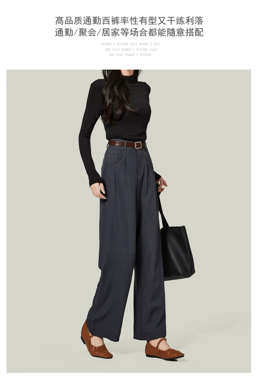 Pantalones Anchos Drapeados Slim para Mujer - Colección Otoño - Image 11