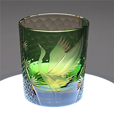 Vaso de Whiskey Edo Kiriko Pino y Grúa - Artesanía Japonesa - Image 48