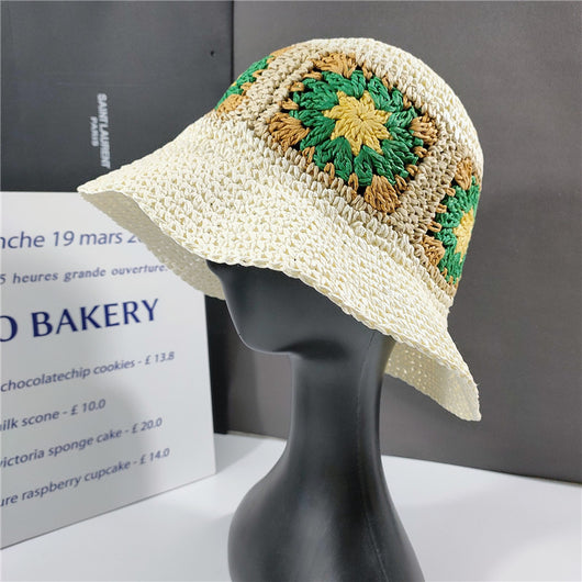 Sombrero Cubo de Paja Floral Elegante Plegable - Image 21