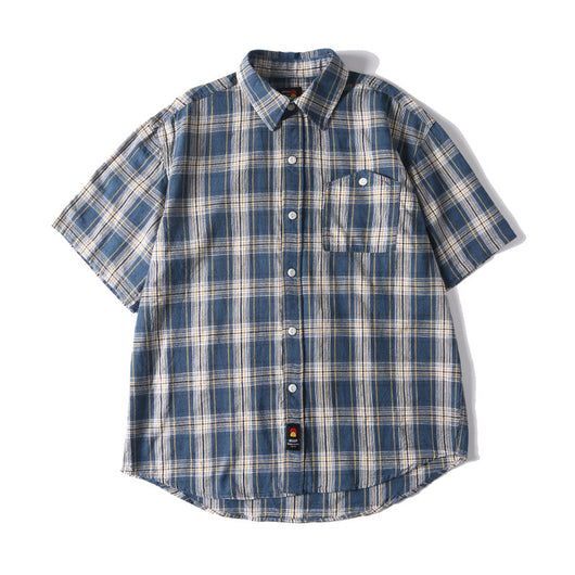 Camisa Retro Japonesa a Cuadros Lavada - Manga Corta Verano - Image 28