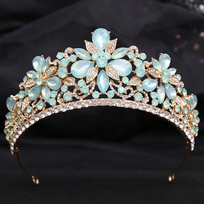 Corona Nupcial de Cristal Verde Brillante con Aleación y Incrustaciones - Image 27