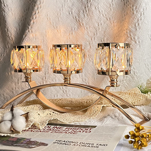Candelabro de Cristal Metal de Tres Brazos para Decoración - Image 7