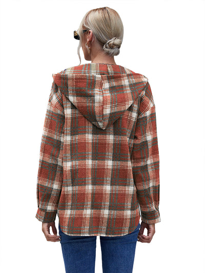 Chaqueta Abierta Casual de Cuadros con Capucha y Manga Larga - Image 21