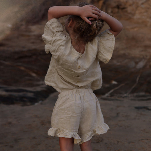 Conjunto Infantil de Algodón y Lino con Volantes - Camiseta Suelta y Casual - Image 14