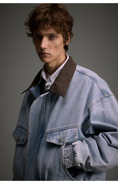 Chaqueta Denim Motociclista Holgada Deslavada para Hombre y Mujer - Image 16