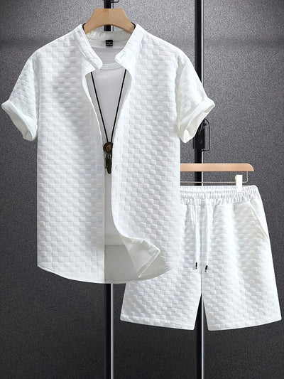 Camisa Casual Jacquard de Manga Corta para Hombre - Image 32