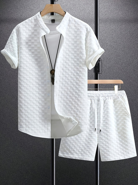 Camisa Casual Jacquard de Manga Corta para Hombre - Image 32