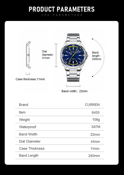Reloj Casual de Negocios para Hombre con Pulsera de Acero Inoxidable - Image 9