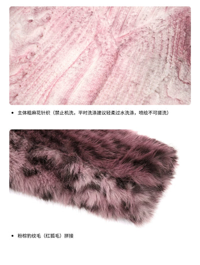 Suéter Cuello Alto Estampado Leopardo con Paneles de Pelaje Lujo para Hombre - Image 12