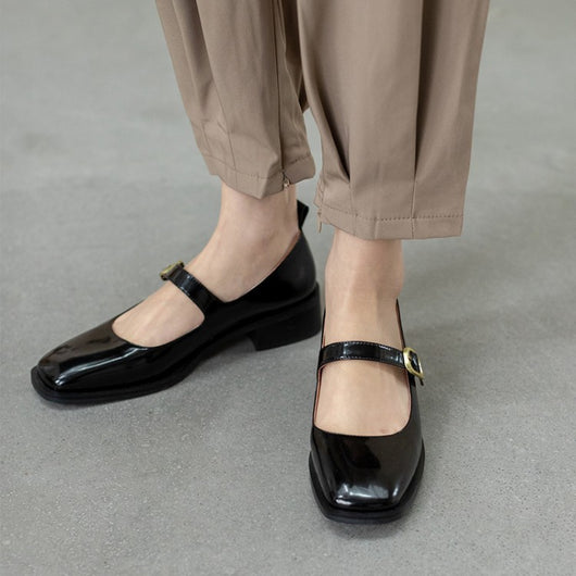 Zapatos Planos de Punta Cuadrada con Botones para Mujer - Image 25