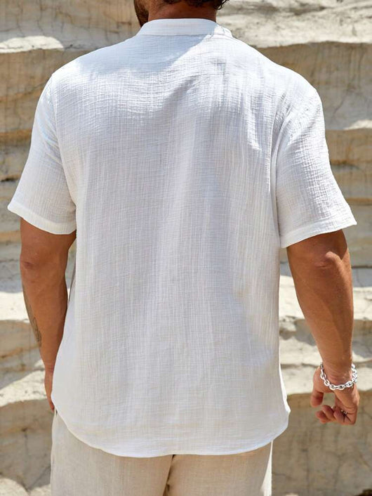 Camisa Casual de Manga Corta con Cuello Parado - Transpirable y Versátil - Image 37