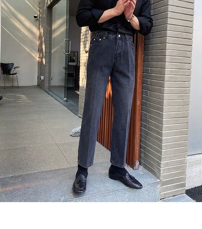 Jeans Slim Fit Estilo Retro Británico para Hombre - Image 83