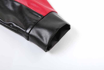 Chaqueta de Cuero PU Slim Fit Cuello Redondo para Motociclista - Image 44