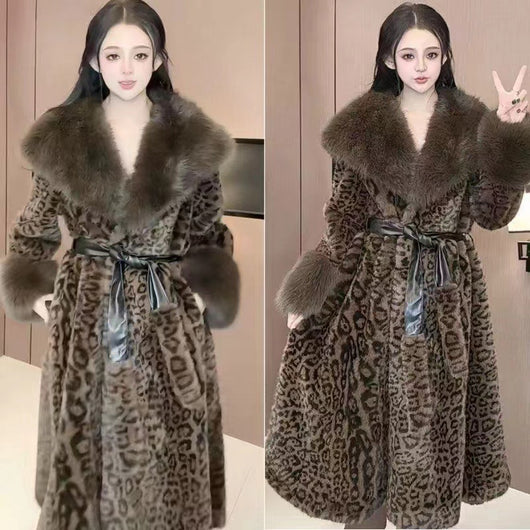 Abrigo Suelto de Terciopelo Dorado con Estampado de Leopardo - Image 11