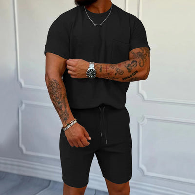 Conjunto Deportivo Casual: Shorts y Playera Waffle Cuello Redondo con Bolsillo - Image 37