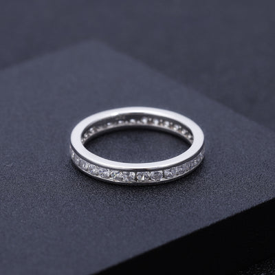 Anillo de Plata 925 con Baño de Oro Blanco y Moissanita en Línea Completa - Image 13