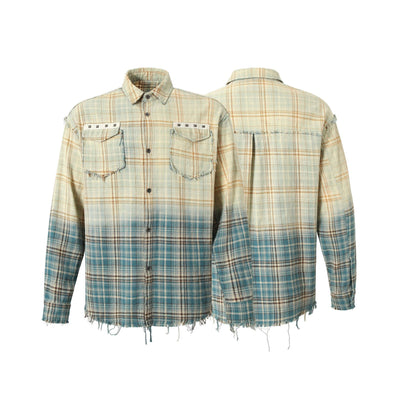Camisa Retro de Manga Larga con Costuras y Lavado Vintage - Image 44