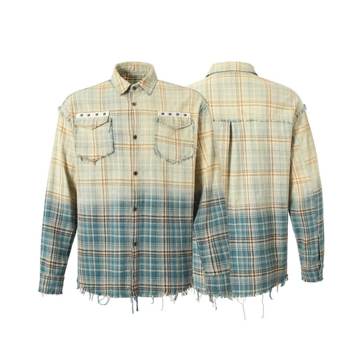 Camisa Retro de Manga Larga con Costuras y Lavado Vintage - Image 44