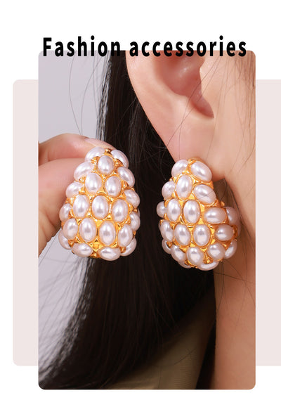Aretes Retro Vintage con Perla Artificial Incrustada - Diseño Gota Europeo - Image 20