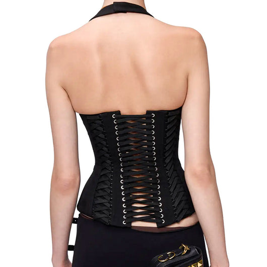 Top Halter Encaje Sexy Corto Anudado - Image 35