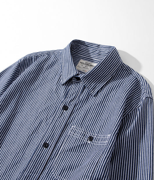Camisa Retro de Rayas Verticales Manga Larga para Hombre - Image 44