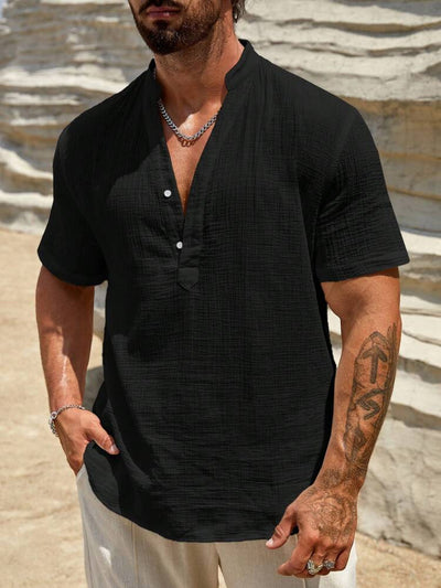 Camisa Casual de Manga Corta con Cuello Parado - Transpirable y Versátil - Image 55