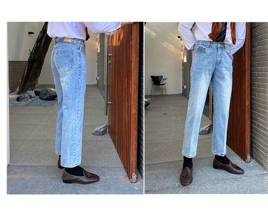 Jeans Slim Fit Estilo Retro Británico para Hombre - Image 109