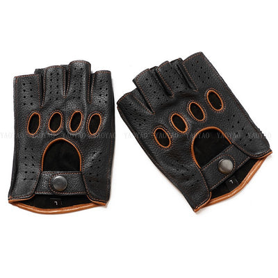 Guantes de Cuero Mitad Dedo para Motociclismo y Actividades al Aire Libre - Image 51