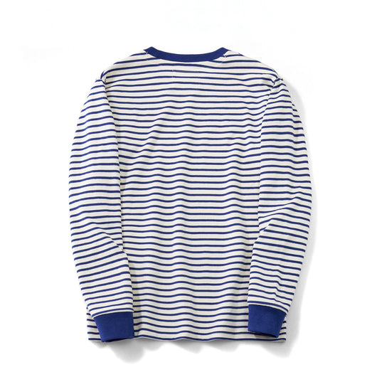 Camiseta Casual de Algodón a Rayas Clásica Cuello Redondo Manga Larga para Hombre - Image 25