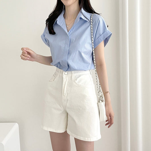 Blusa Casual con Cuello Solapa y Diseño de Gancho Oculto - Image 9