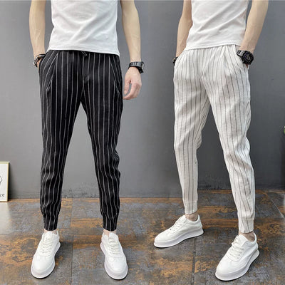 Pantalones Casuales Slim Fit Hombre con Rayas Verticales para Primavera y Verano - Image 9