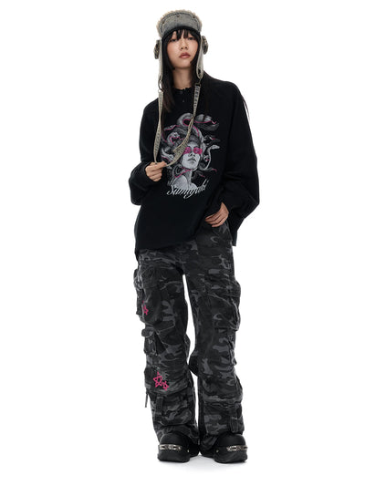 Suéter Polo Manga Larga Medusa Serpiente Otoño Invierno Negro - Image 10