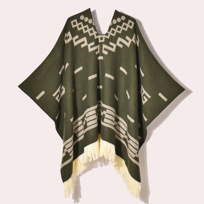 Poncho Denim Estilo Western con Flecos - Abrigo Cálido Unisex para Exteriores - Image 49