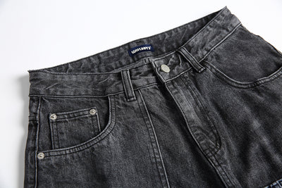 Shorts Camisa de Negocios Patchwork Denim Retro para Hombre - Image 20