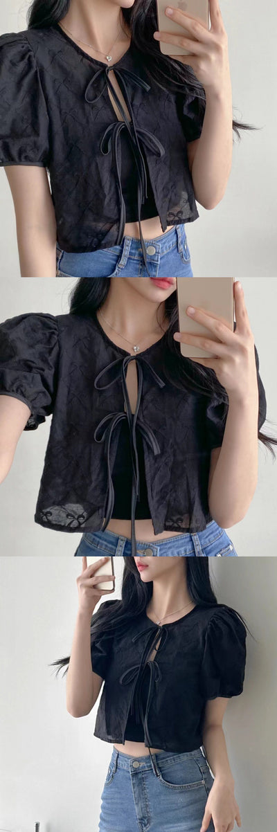 Blusa Tejida con Cordones - Manga Corta Elegante - Image 18